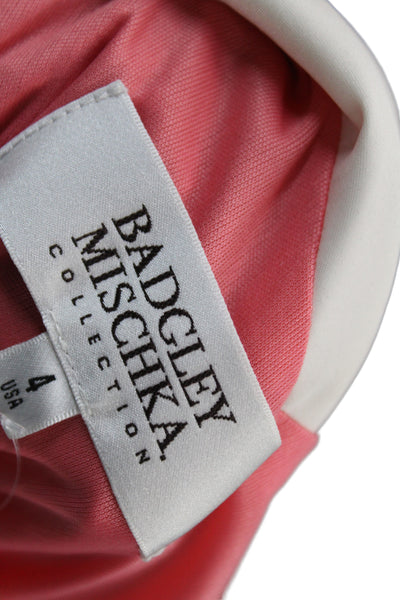 Badgley Mischka Women Pink One Shoulder Sheath Cocktail Dress Mini Size 2