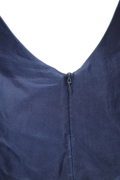 Badgley Mischka Women Sheath Dress Blue Silk Sleeveless Midi Size 6