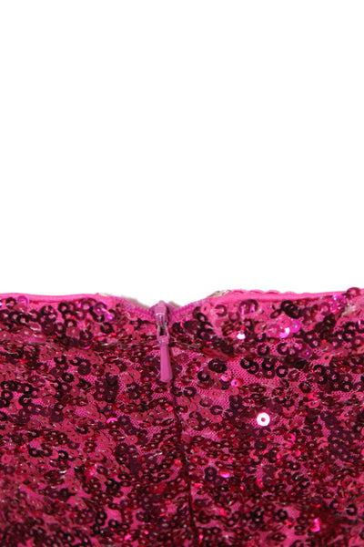 Badgley Mischka Women Sequin Sweetheart Mini Dress Pink Size 0