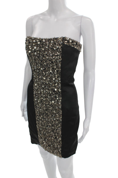 Mark & James by Badgley Mischka Women Sheath Dress Black Strapless Mini Size 0