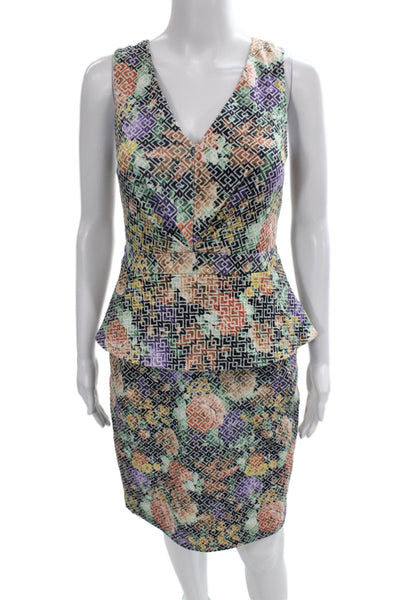 Belle Badgley Mischka Women Pencil Dress Floral VNeck Knee-Length Size 4