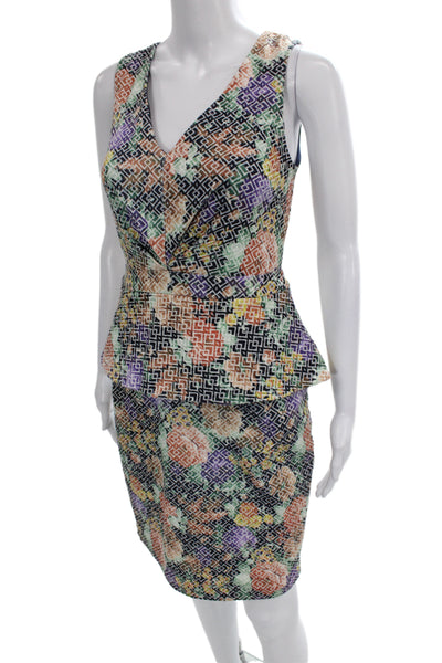 Belle Badgley Mischka Women Pencil Dress Floral VNeck Knee-Length Size 4