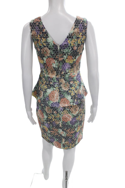 Belle Badgley Mischka Women Pencil Dress Floral VNeck Knee-Length Size 4