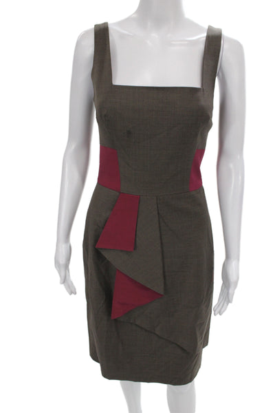 Badgley Mischka Women Sheath Dress Brown Square Neck Sleeveless Size 4