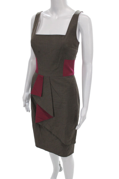 Badgley Mischka Women Sheath Dress Brown Square Neck Sleeveless Size 4
