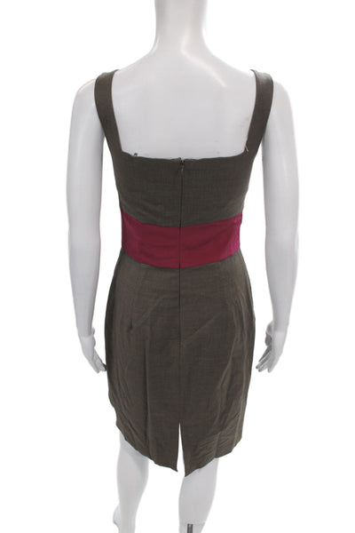Badgley Mischka Women Sheath Dress Brown Square Neck Sleeveless Size 4