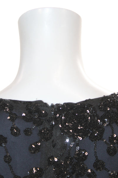 Belle Badgley Mischka Women Fit & Flare Sequin Vneck Black Dress Size 4