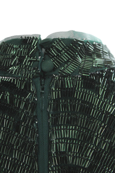 Jewel Badgley Mischka Women Sheath Dress Green Sleeveless Knee Size 0