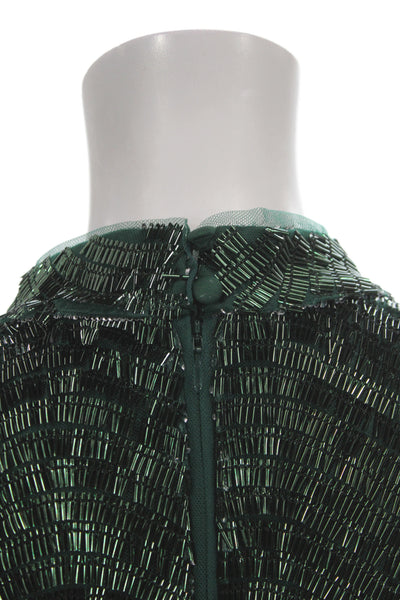 Jewel Badgley Mischka Women Mini Sleeveless Green High Neck Dress Size 8