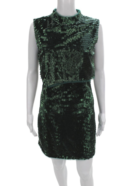 Jewel Badgley Mischka Womens Sheath Dress Green Cocktail Size 2