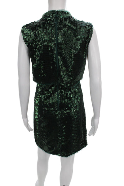 Jewel Badgley Mischka Womens Sheath Dress Green Cocktail Size 2