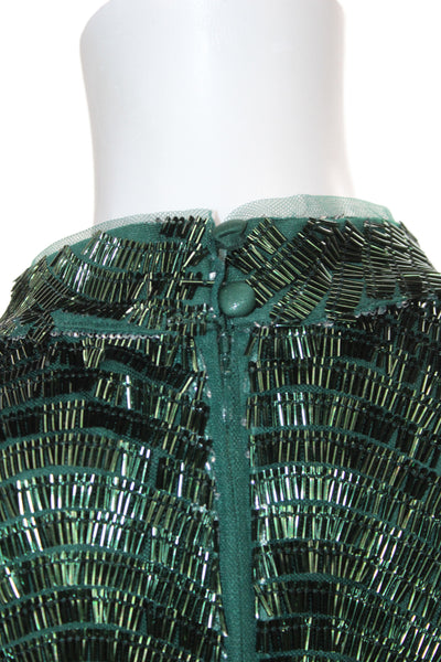 Jewel Badgley Mischka Womens Sheath Dress Green Cocktail Size 2