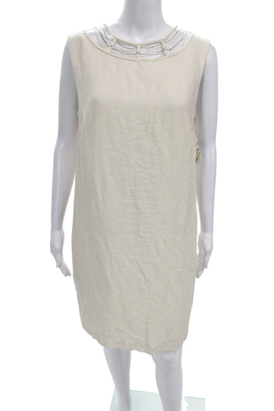 Mark & James by Badgley Mischka Women Ivory Shift Dress Sleeveless Size L
