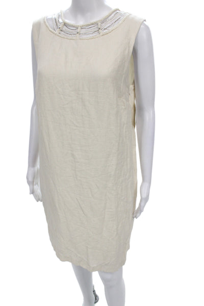 Mark & James by Badgley Mischka Women Ivory Shift Dress Sleeveless Size L