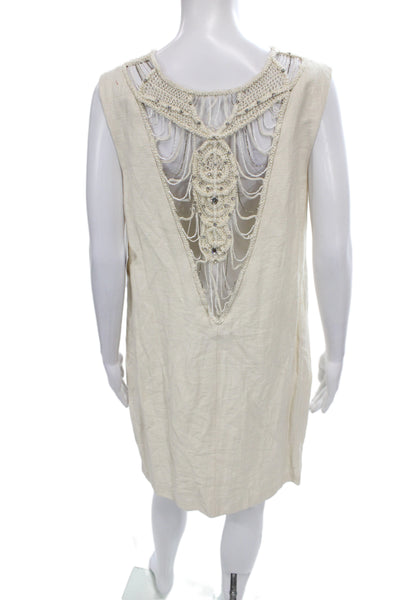 Mark & James by Badgley Mischka Women Ivory Shift Dress Sleeveless Size L