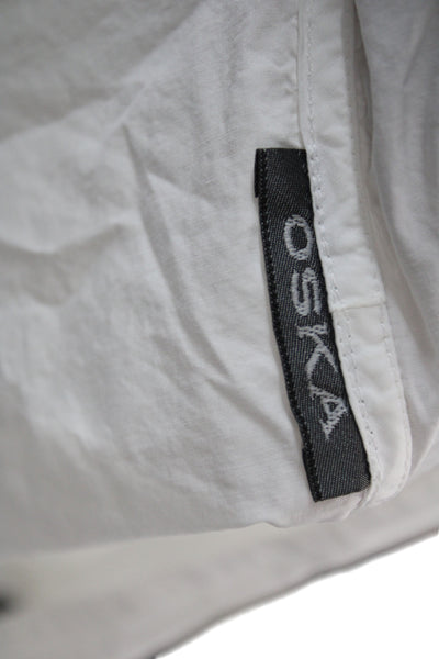 Oska Women Kimono Blouse White Cotton Cowl Neck Short Sleeve Size 1