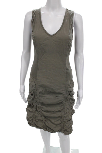 XCVI Women Tank Dress Green V-Neck Sleeveless Cotton Full Length Size S
