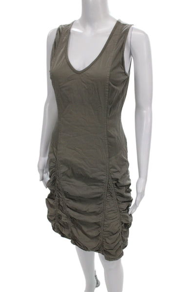 XCVI Women Tank Dress Green V-Neck Sleeveless Cotton Full Length Size S