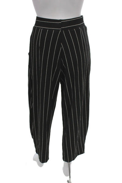 Lisa Bayne Women Cropped Black Pants 92% Rayon Striped Size XS