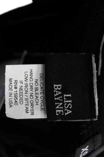 Lisa Bayne Women Cropped Black Pants 92% Rayon Striped Size XS