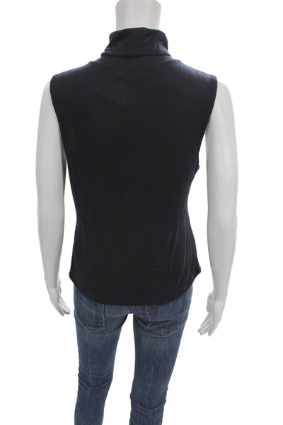Theory Women Turtleneck Sleeveless Tank Black Viscose Basic Size L