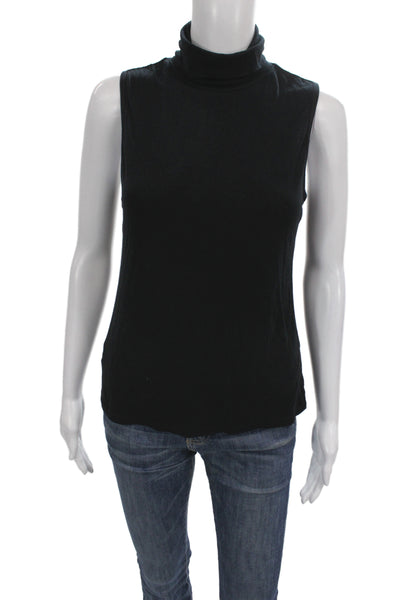 Theory Women Basic Black Turtleneck Sleeveless Tank Size M