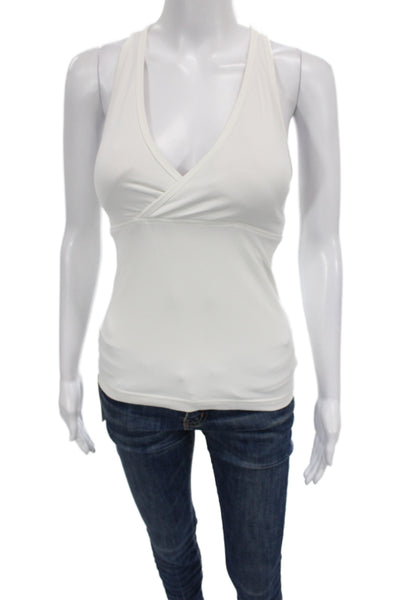 Lululemon Women Basic Sleeveless V-Neck Tank White Nylon Athleisure Size 2