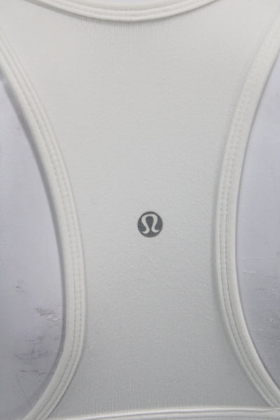 Lululemon Women Basic Sleeveless V-Neck Tank White Nylon Athleisure Size 2