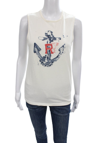 Ralph Lauren Blue Label Women Sleeveless Ivory Cotton Tank Size L