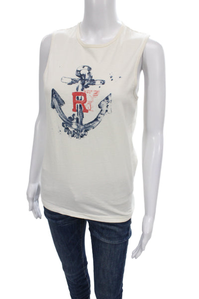 Ralph Lauren Blue Label Women Sleeveless Ivory Cotton Tank Size L