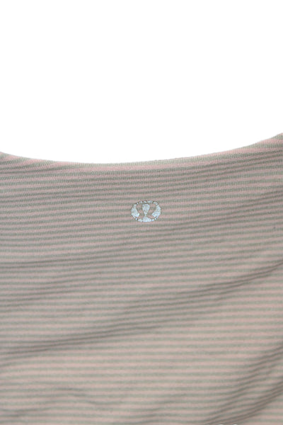 Lululemon Women Striped Beige Scoop Neck Sleeveless Tank Size 8