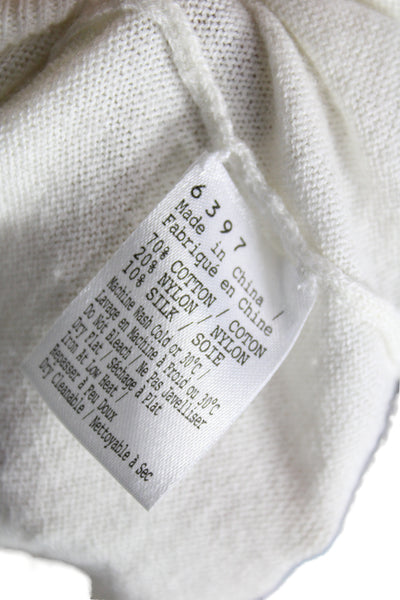 6397 Women Pullover Sweater Ivory V Neck Short Sleeve 70% Cotton Size S