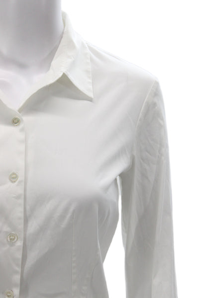 Theory Womens Basic Collared Button-Up White Long Sleeve Cotton Size S