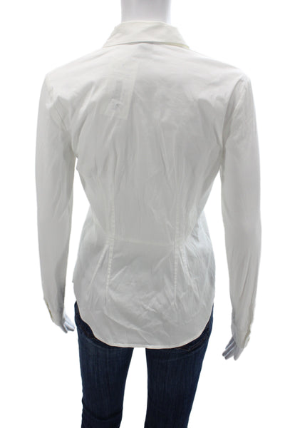 Theory Womens Basic Collared Button-Up White Long Sleeve Cotton Size S