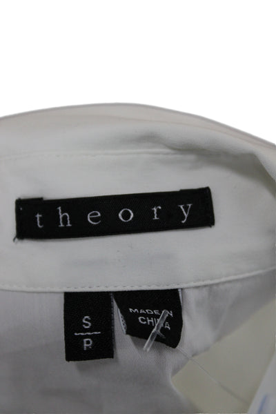Theory Womens Basic Collared Button-Up White Long Sleeve Cotton Size S