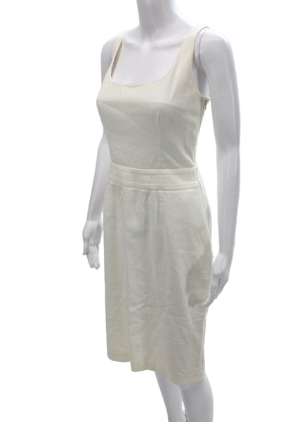 D&G Dolce & Gabbana Womens Sheath Dress Ivory Sleeveless Size 42