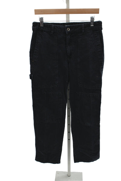 Zara Womens Straight Carpenter Jeans Black Cotton Mid Rise Button Size 4