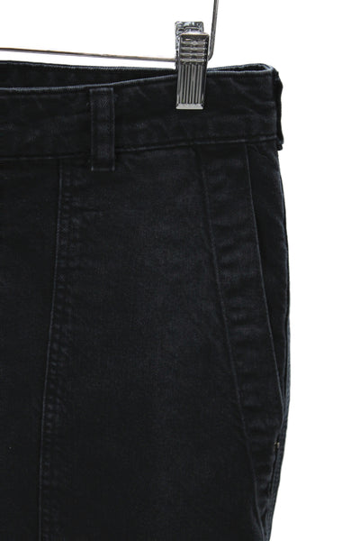 Zara Womens Straight Carpenter Jeans Black Cotton Mid Rise Button Size 4