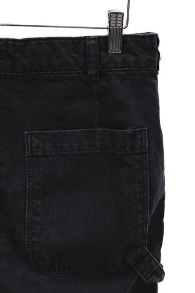 Zara Womens Straight Carpenter Jeans Black Cotton Mid Rise Button Size 4