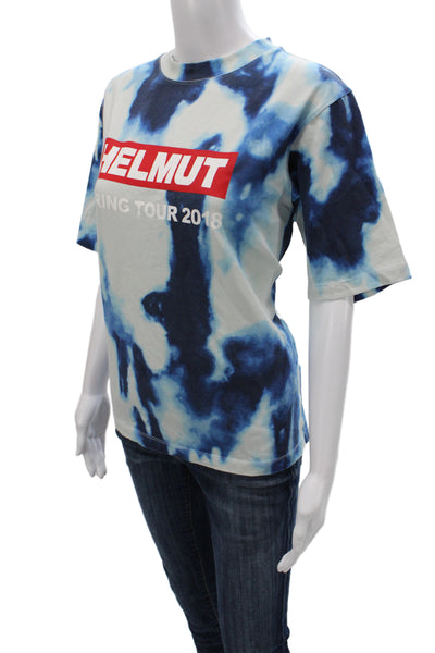 Helmut Lang Unisex Adults Basic Blue Graphic Crew Neck Cotton T Shirt Size M