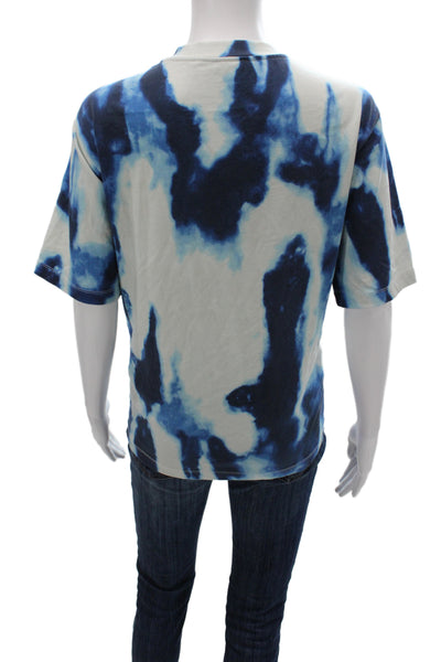 Helmut Lang Unisex Adults Basic Blue Graphic Crew Neck Cotton T Shirt Size M