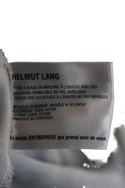 Helmut Lang Unisex Adults Basic Blue Graphic Crew Neck Cotton T Shirt Size M