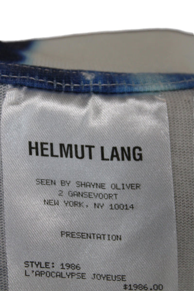 Helmut Lang Unisex Adults Basic Blue Graphic Crew Neck Cotton T Shirt Size M