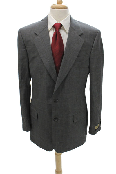 Louis Roth Mens Blazer Gray Plaid Button Classic Fall Size 40
