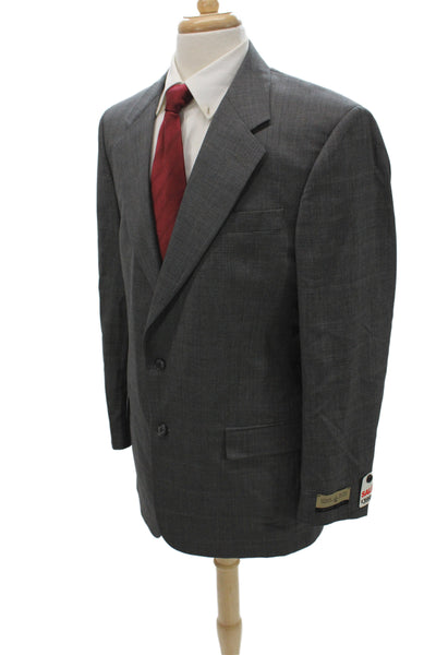 Louis Roth Mens Blazer Gray Plaid Button Classic Fall Size 40
