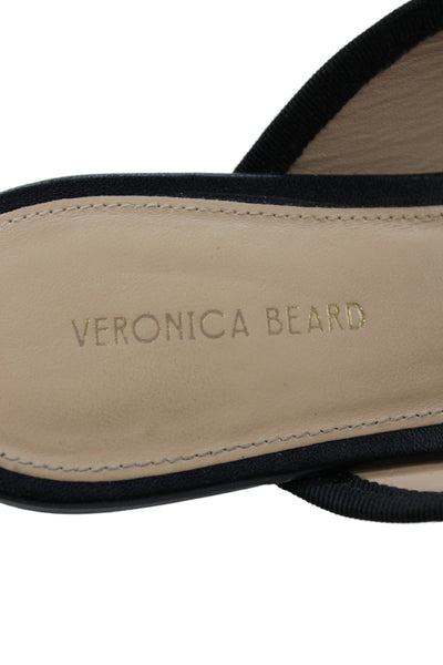 Veronica Beard Womens Catherine Leather Pointed Toe Mules Black Size 7