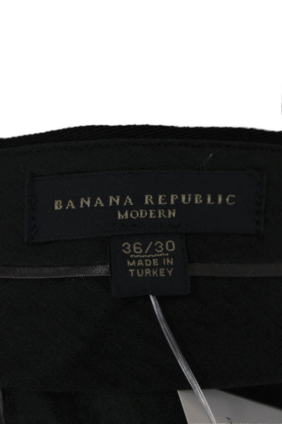 Banana Republic Mens Dress Pants Black 100% Wool Zip Classic Size 36