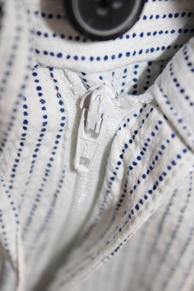 Theory Mens Chino Shorts Blue Striped 99% Cotton Button Size M