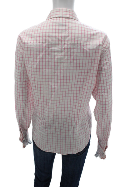 Brooks Brothers Womens Pink Checked Cotton Button-Up Long-Sleeve Size 12