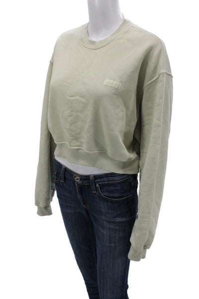 Set Active Womens Athleisure Sweatpants Outfit Green Cotton Crew Neck Size S